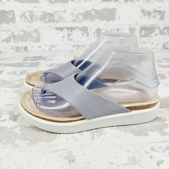Ecco Shoes - New ECCO Womens Corksphere Leather Grey Tong Sandals D241